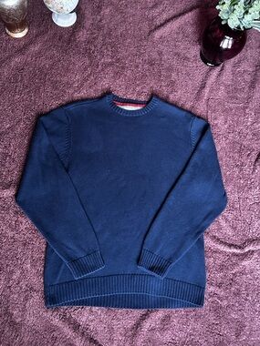 Basic Editions Navy Crewneck Knit Sweater
